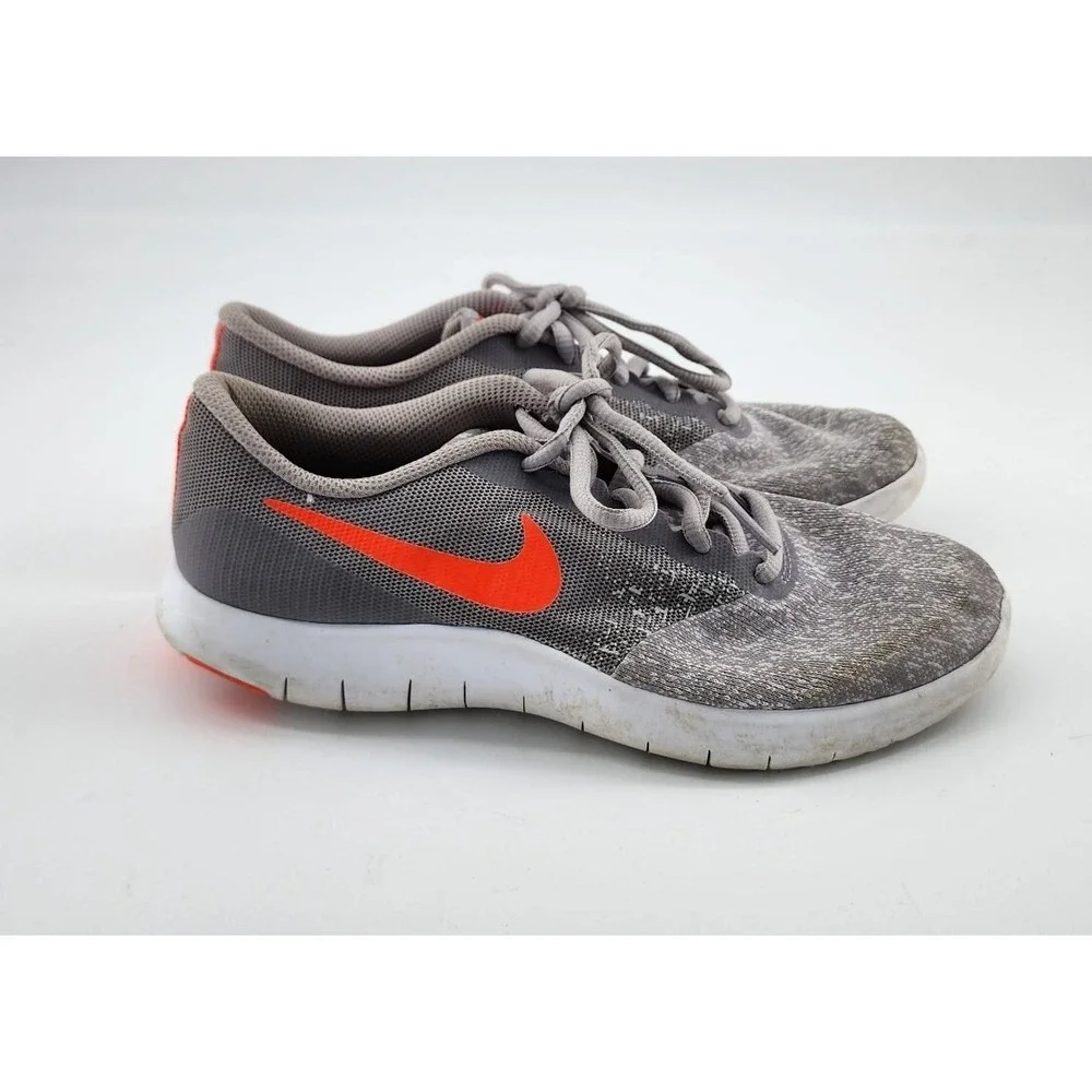 Nike Flex Contact Shoes Youth Size 5Y Atmoshpere Grey / Total Crimson 917932-006